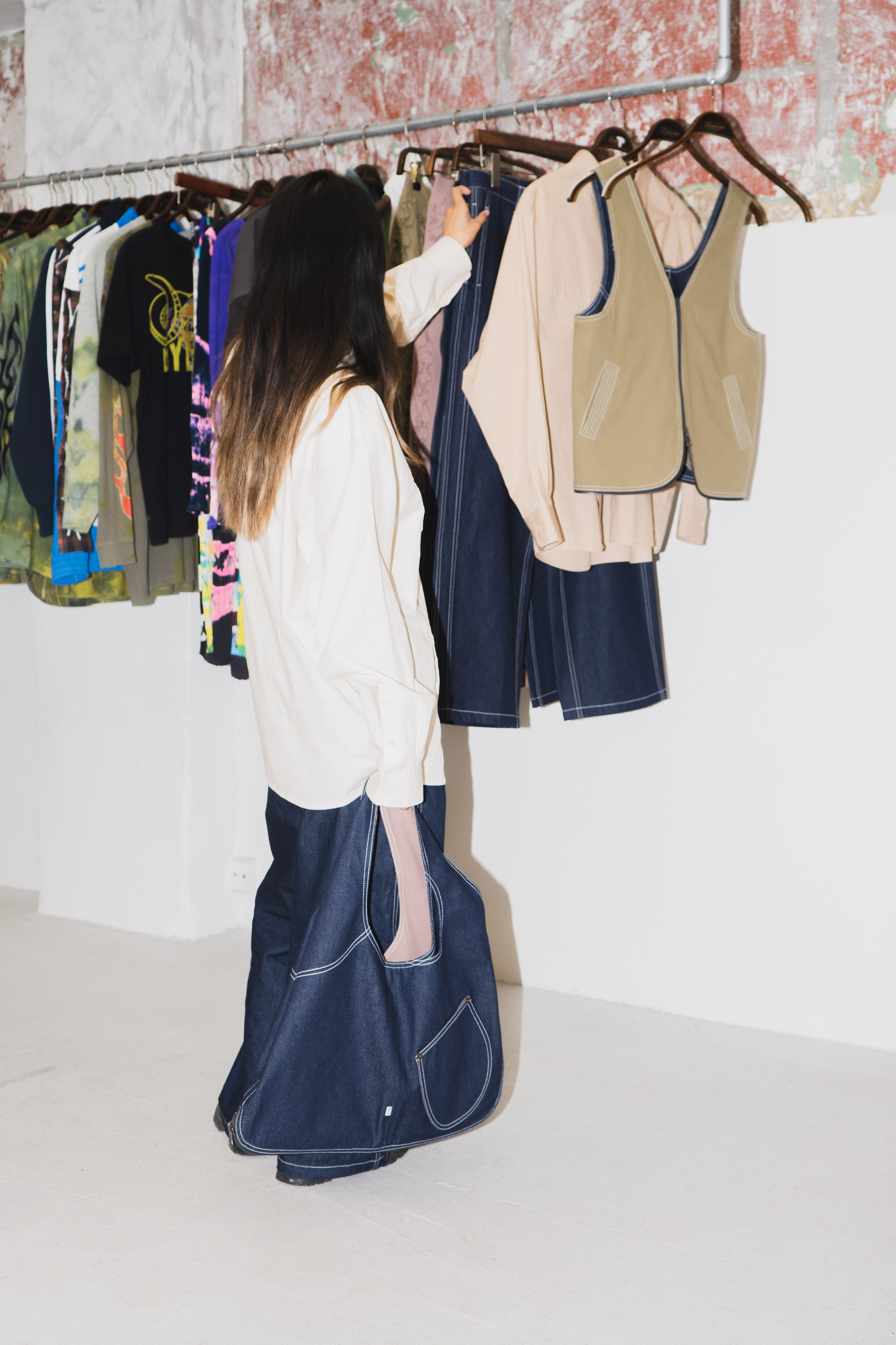 TOTE VEST DENIM & DUSTY ROSE Khe.hanoi