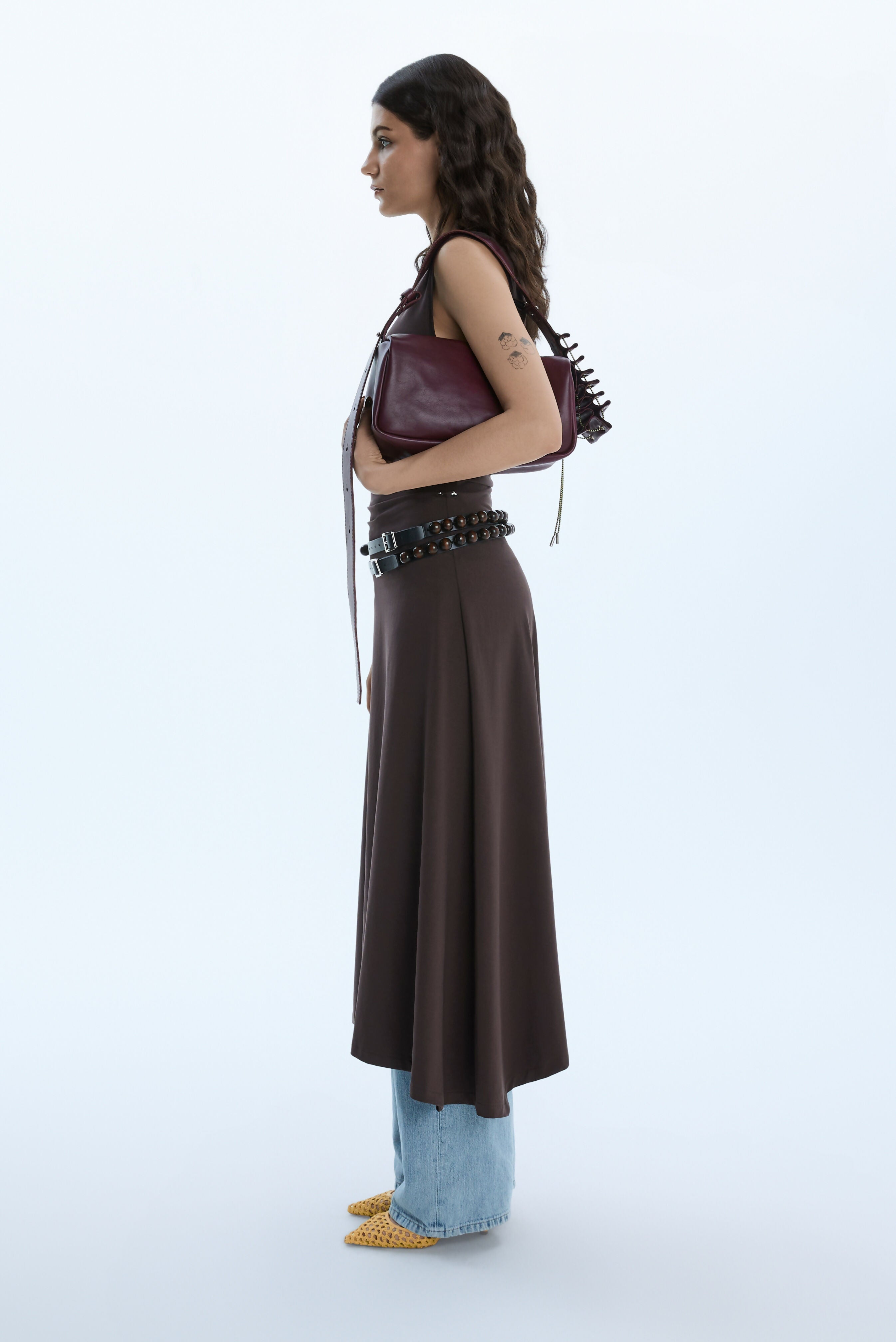 STUDDED LONG DRESS / BROWN Liepa Aliukaite