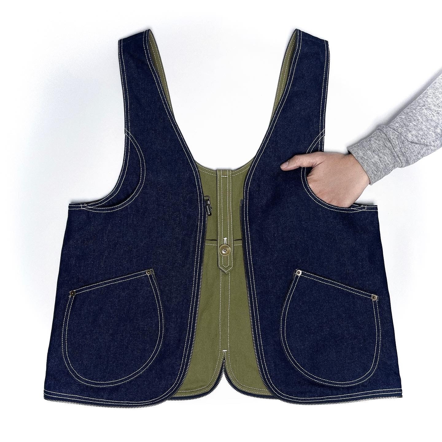 TOTE VEST DENIM & OLIVE (Copy) Khe.hanoi