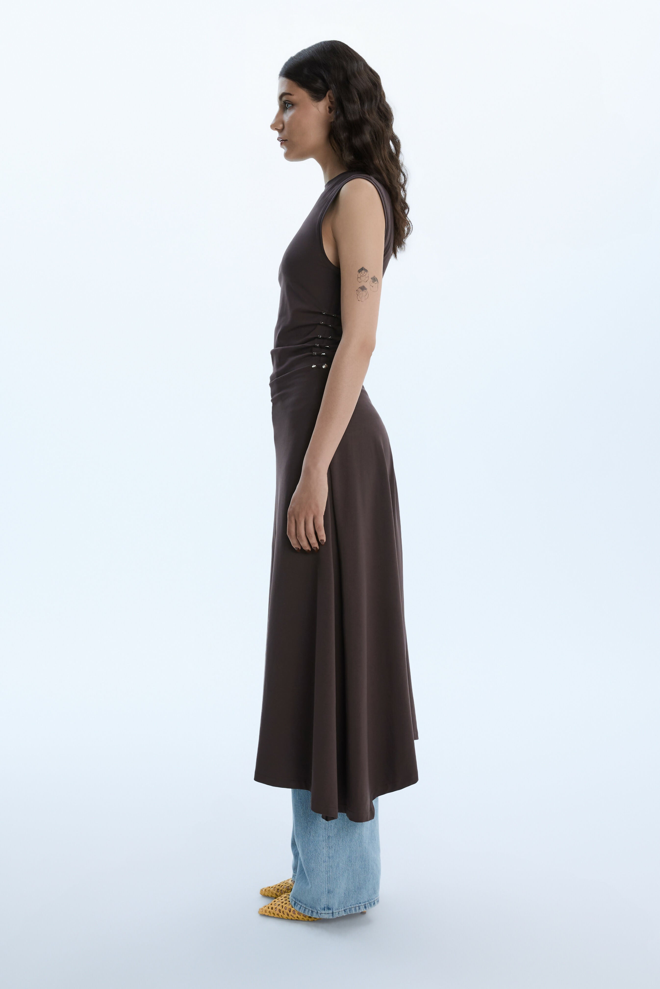 STUDDED LONG DRESS / BROWN Liepa Aliukaite