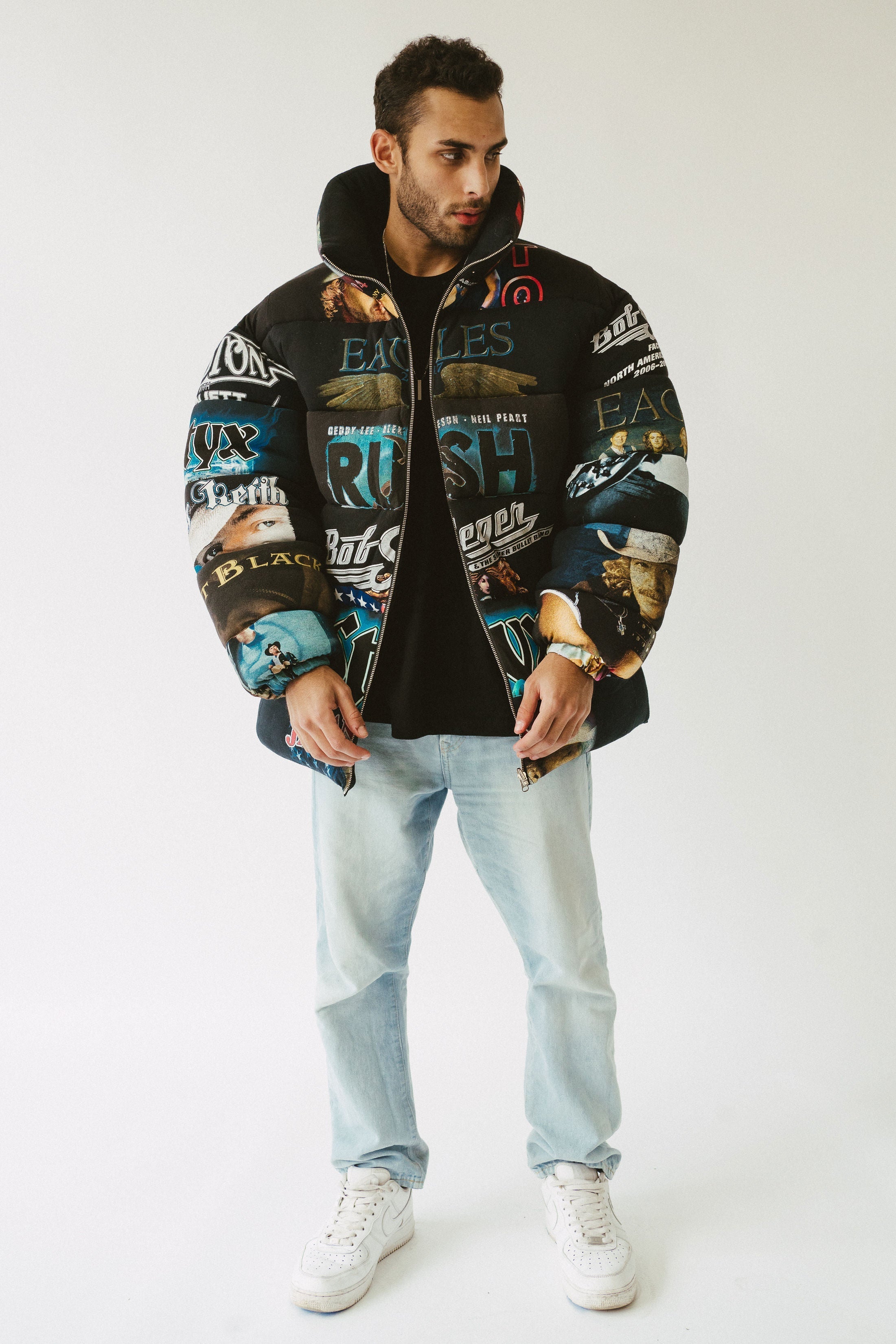 MIDNIGHT RUSH Black Unisex Reversible T-shirt Puffer Jacket Studio Stars