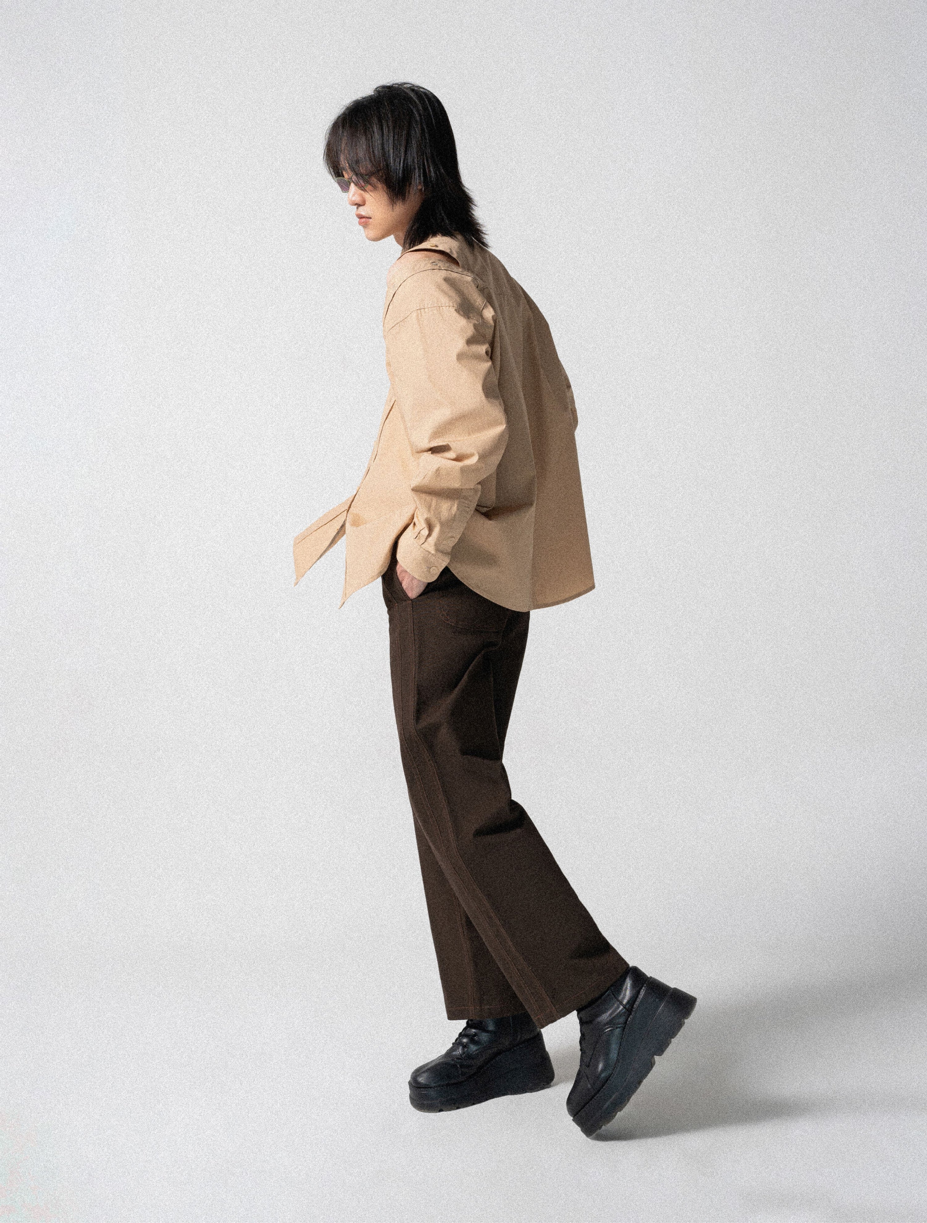 MULTIPLE BUTTON BANDS SHIRT CAPPUCCINO - Studio Stars - khe.hanoi