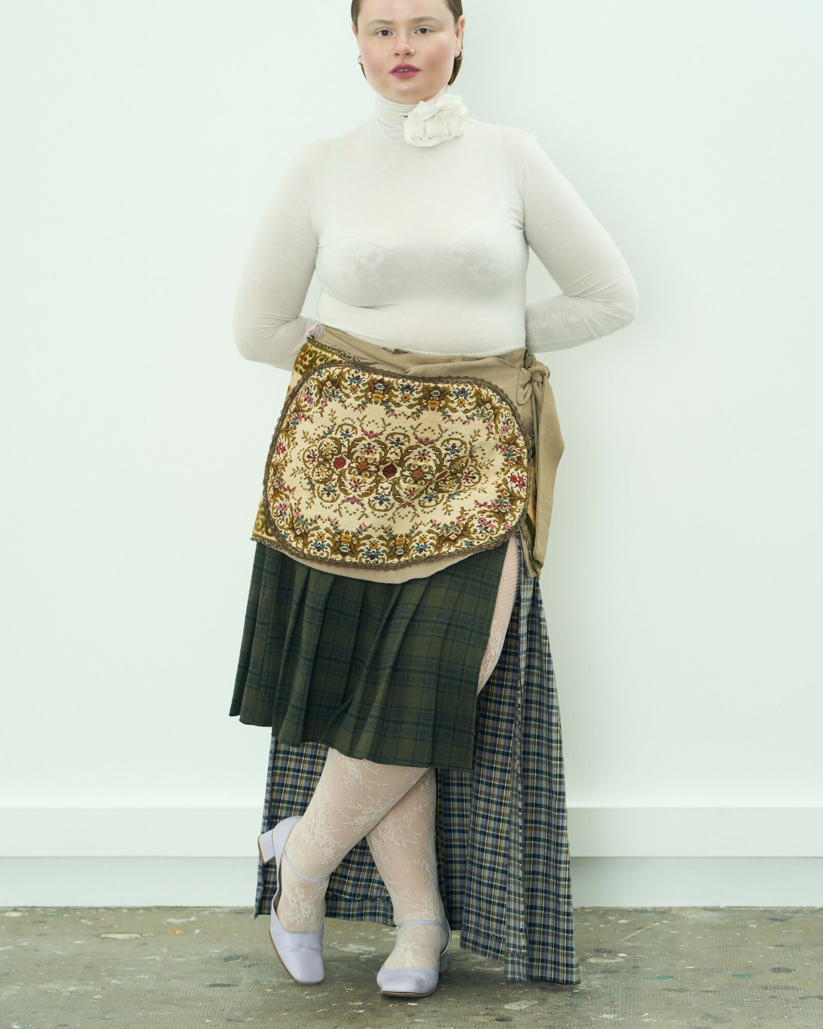 Pleated Pleated Red Skirt Maison Lili Brune