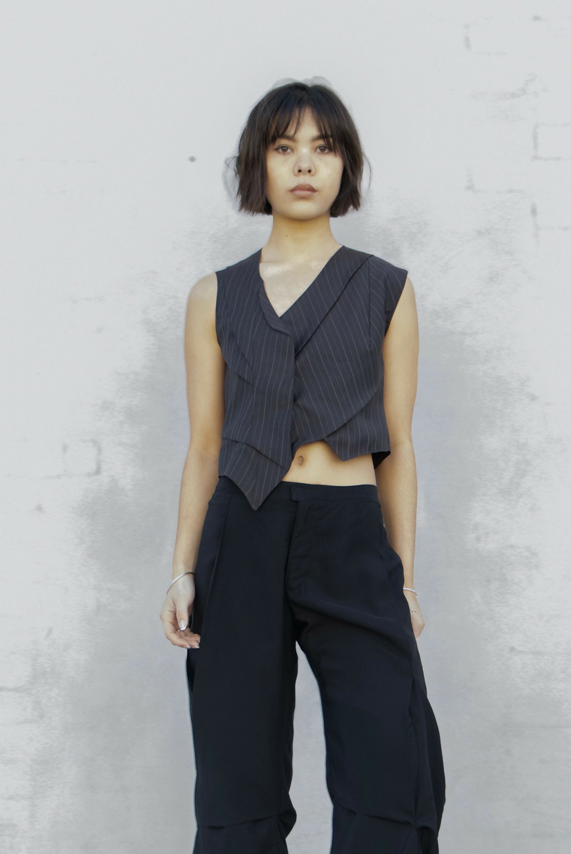 Asymmetrical Wool Vest Mautou