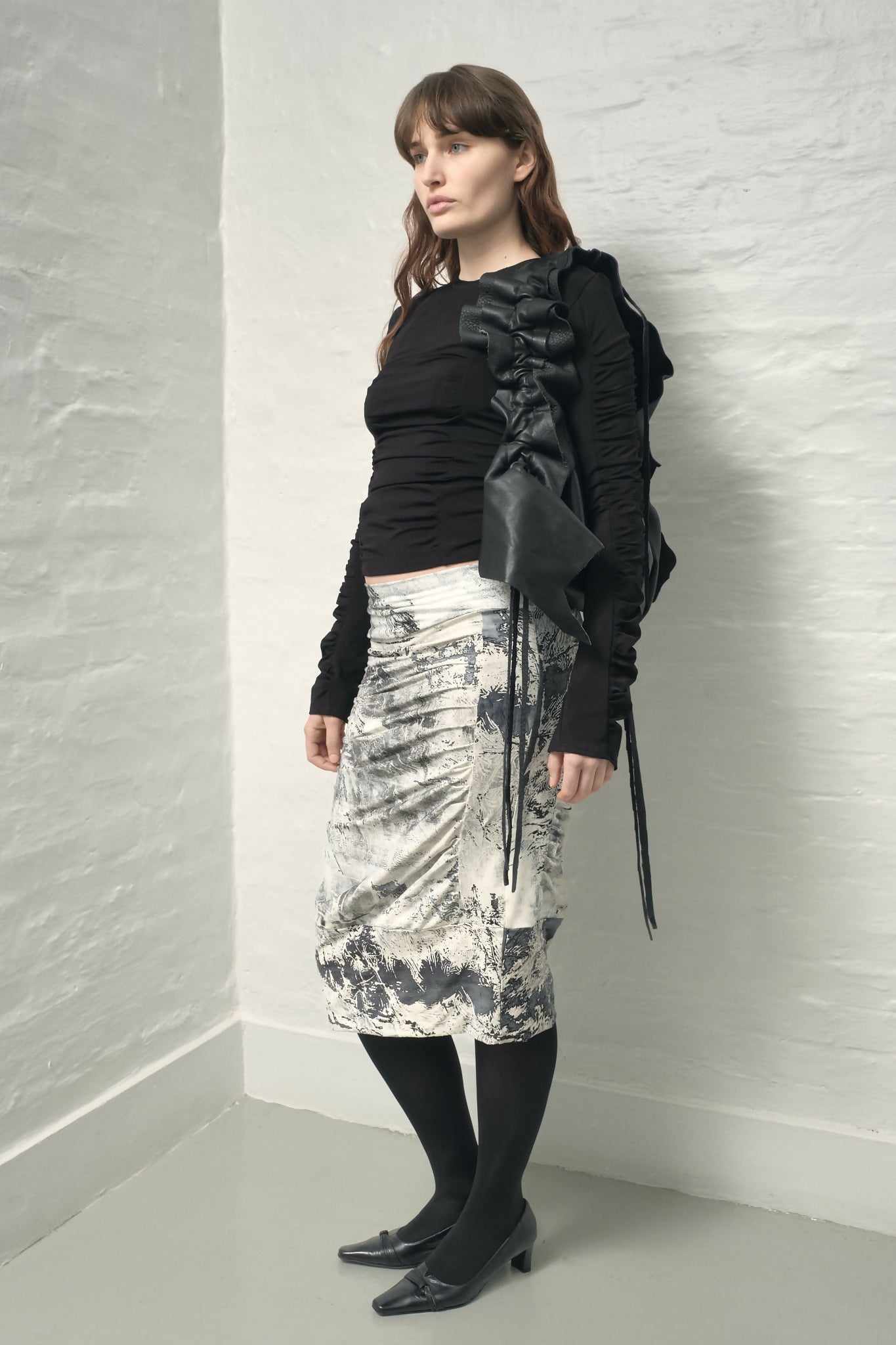 ruched raw leather handbag Studio Stars