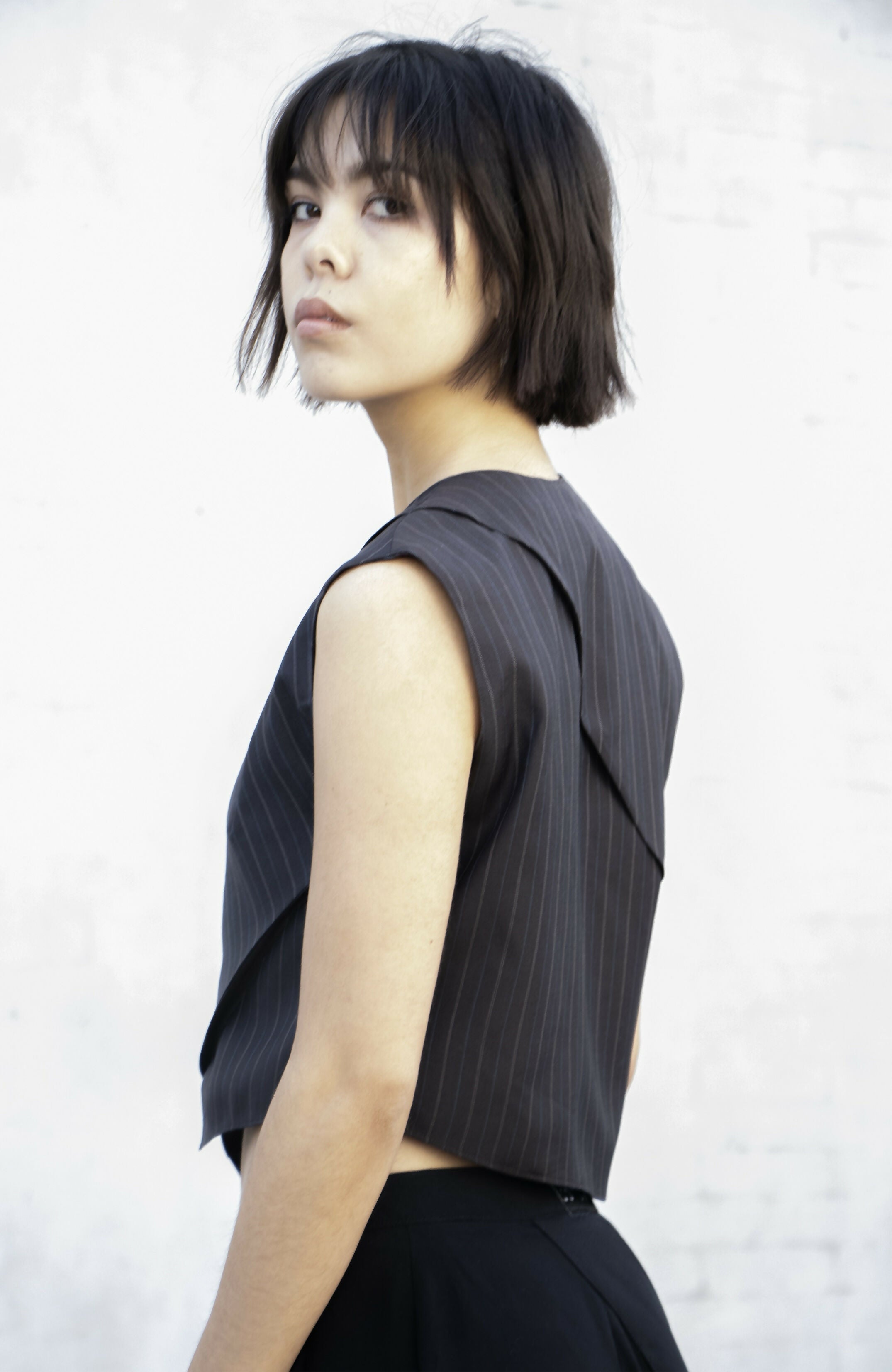Asymmetrical Wool Vest Mautou
