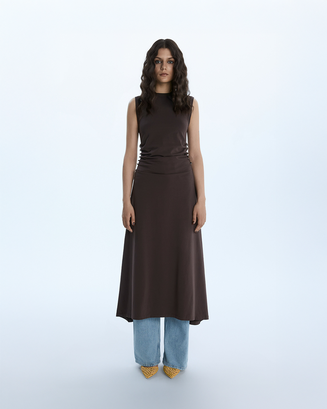 STUDDED LONG DRESS / BROWN Liepa Aliukaite